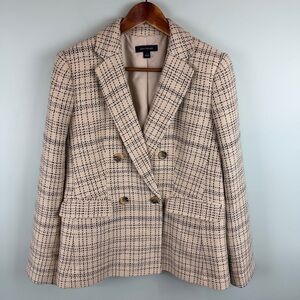 Ann Taylor The Tailored Double Breasted Tweed Blazer Jacket size 2 Old Money